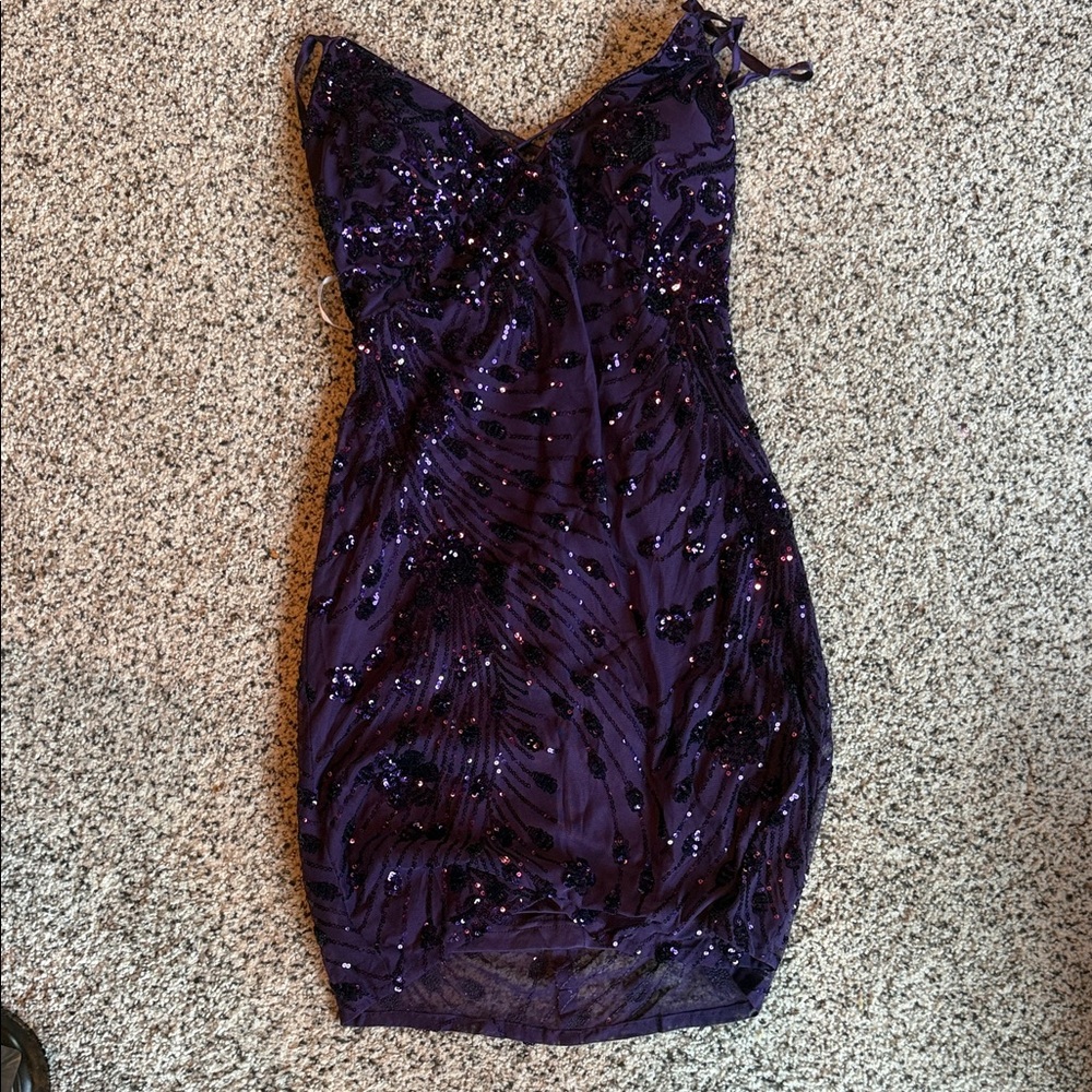 Lulu's Deep Purple Sequin Mini Dress
